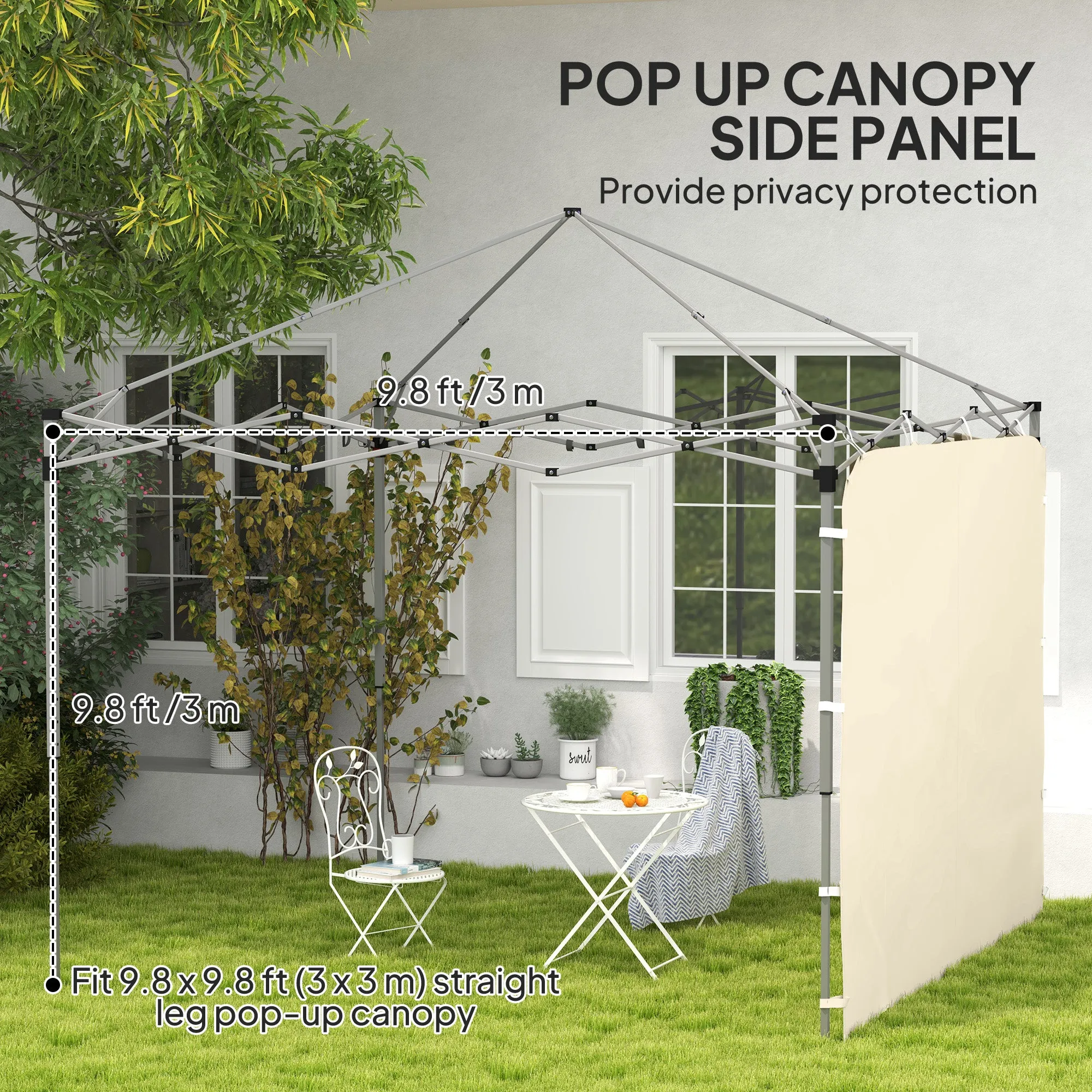 Gazebo Side Panel, Canopy Sidewall Panel with 4 Mesh Bags and 2 Storage Pockets for 3 x 3 m Straight Leg Pop Up Gazebos, 1 Pack Sidewall Only, Beige