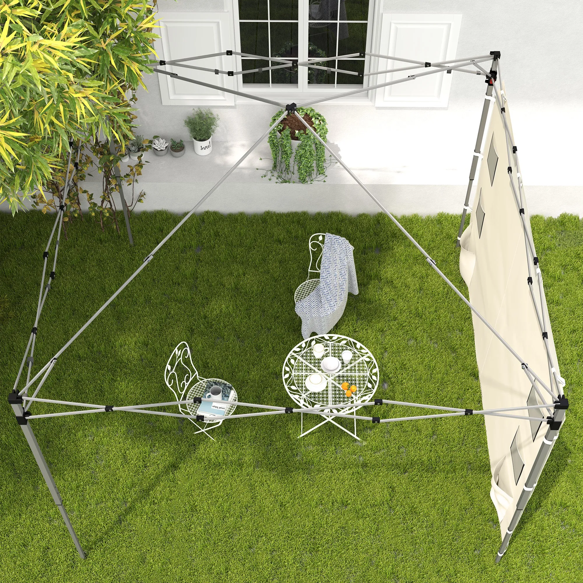 Gazebo Side Panel, Canopy Sidewall Panel with 4 Mesh Bags and 2 Storage Pockets for 3 x 3 m Straight Leg Pop Up Gazebos, 1 Pack Sidewall Only, Beige