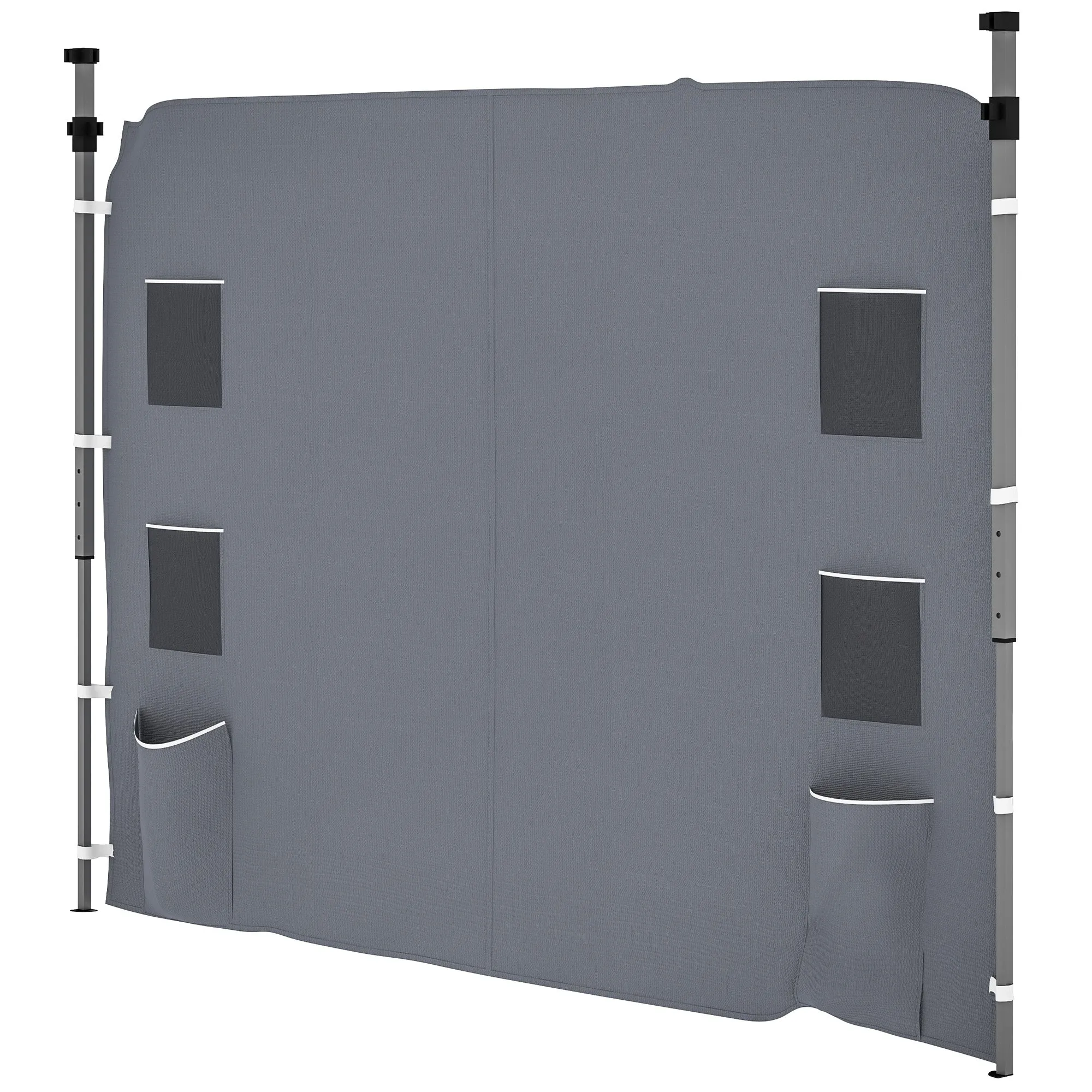 Gazebo Side Panel, Canopy Sidewall Panel with 4 Mesh Bags and 2 Storage Pockets for 3 x 3 m Straight Leg Pop Up Gazebos, 1 Pack Sidewall Only, Grey