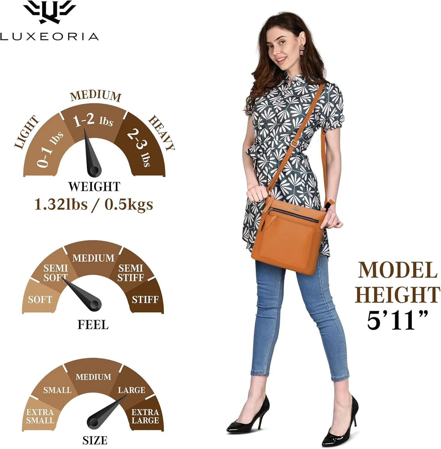 Genuine Leather Crossbody Bags for Women, Premium Handmade Leather Purses - Shoulder Handbags, Adjustable Strap