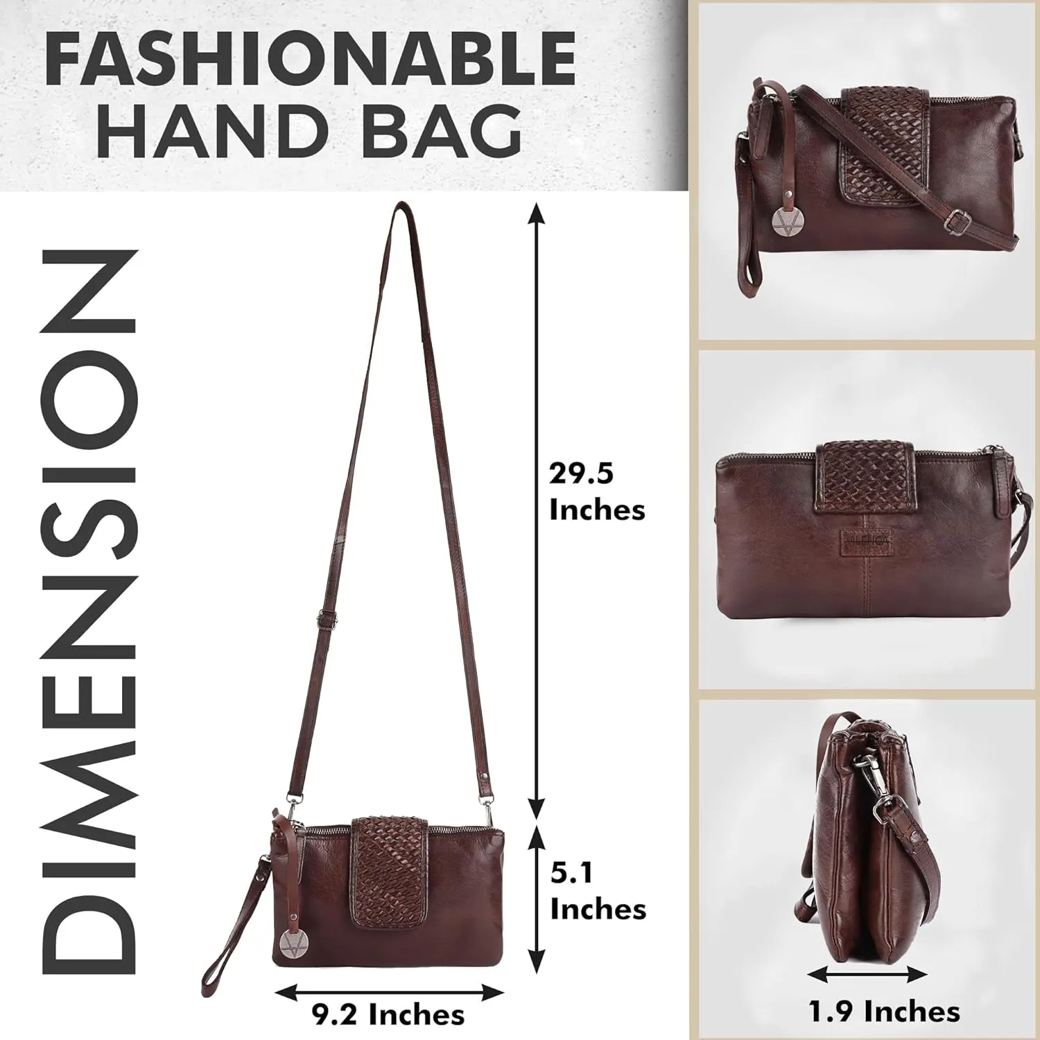 Genuine Leather Crossbody Sling Bag for Women - Trendy Casual Office Bag with Adjustable Strap