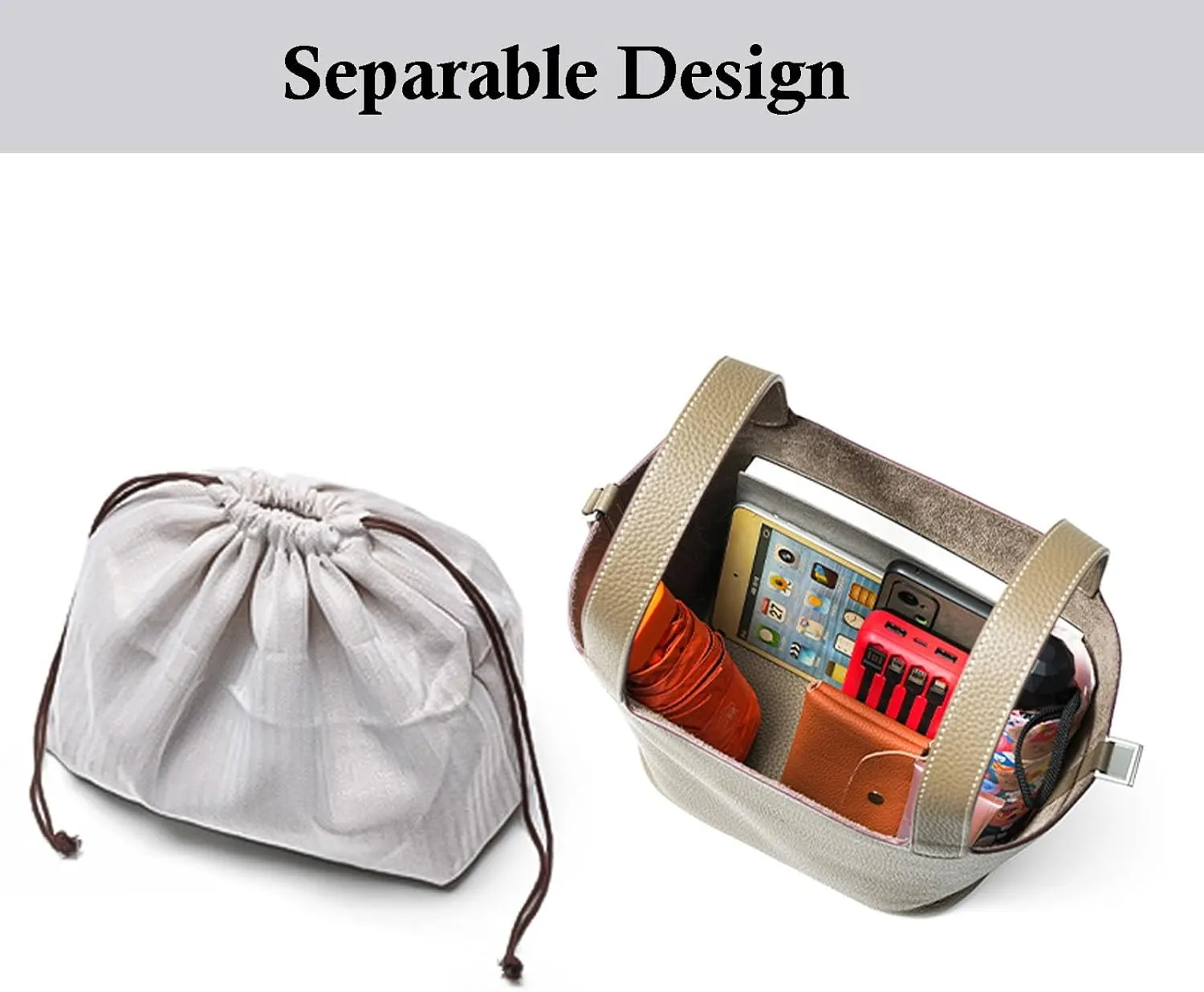 Genuine Leather Handbags Casual Satchel for Women Soft Bucket Bags Stylish Lock Design Daily Small Shoulder Bags