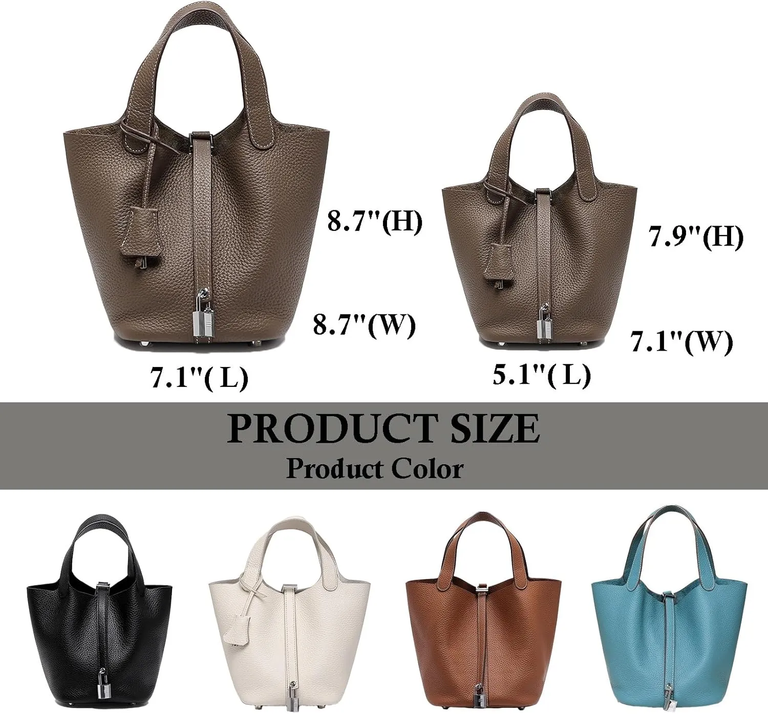 Genuine Leather Handbags Casual Satchel for Women Soft Bucket Bags Stylish Lock Design Daily Small Shoulder Bags