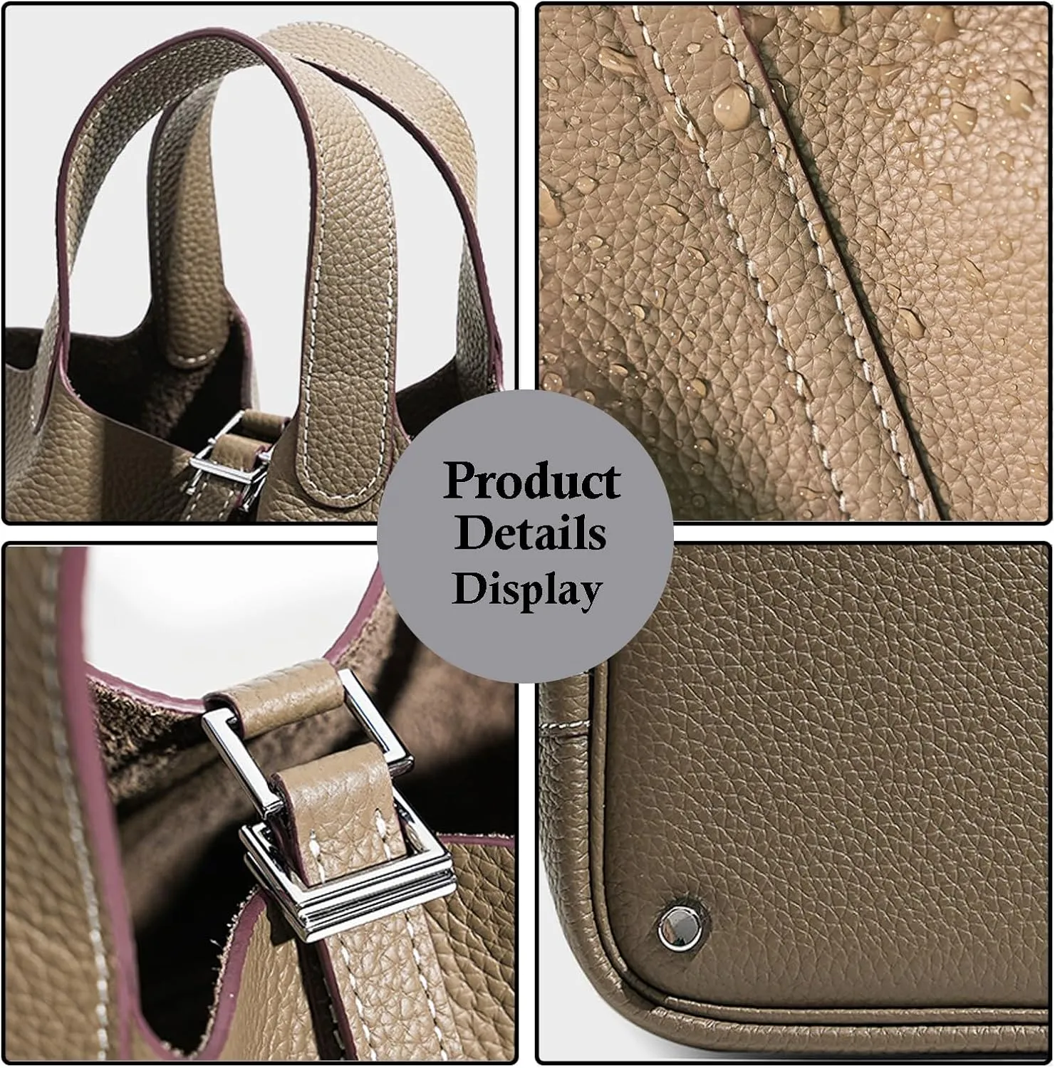 Genuine Leather Handbags Casual Satchel for Women Soft Bucket Bags Stylish Lock Design Daily Small Shoulder Bags