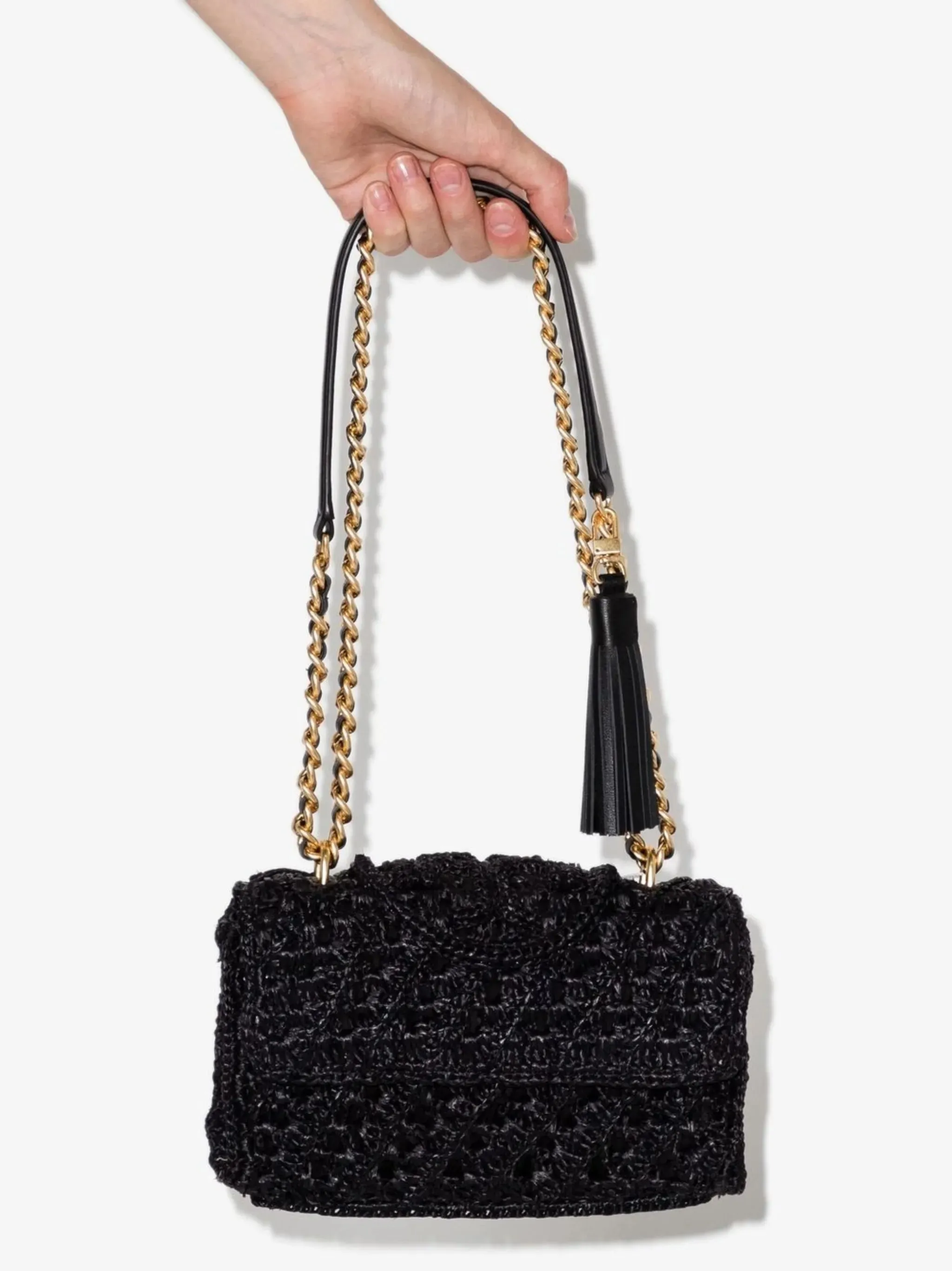 Get it before it's small High-tech-enabled shoulder bag Fleming raffia