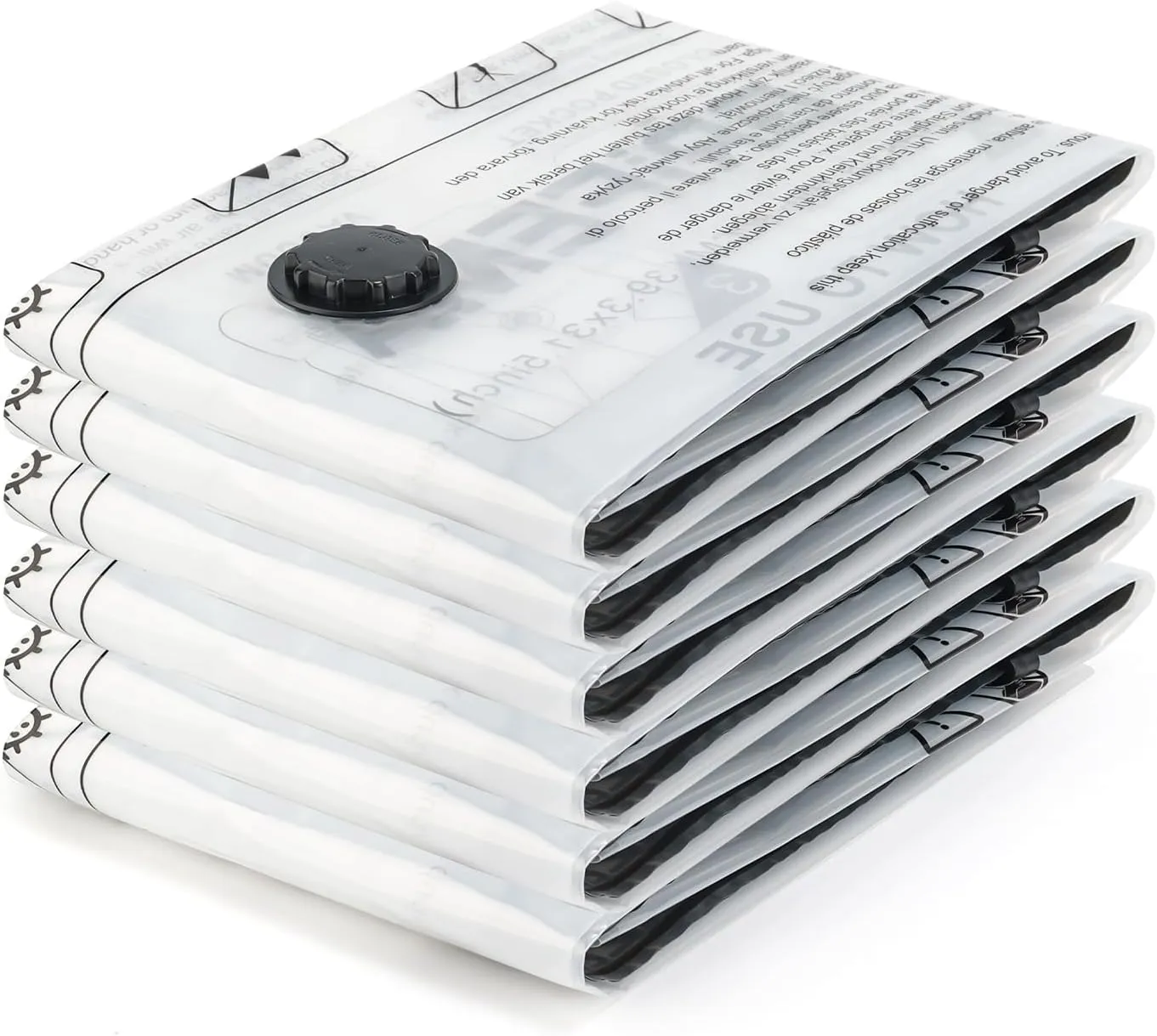 GH83-4, 6 Pack Vacuum Storage Bags 60x40 cm - Reusable Space Saver Bags for Blankets, Duvets, Clothes, Seasonal Clothing & Travel Luggage Storage
