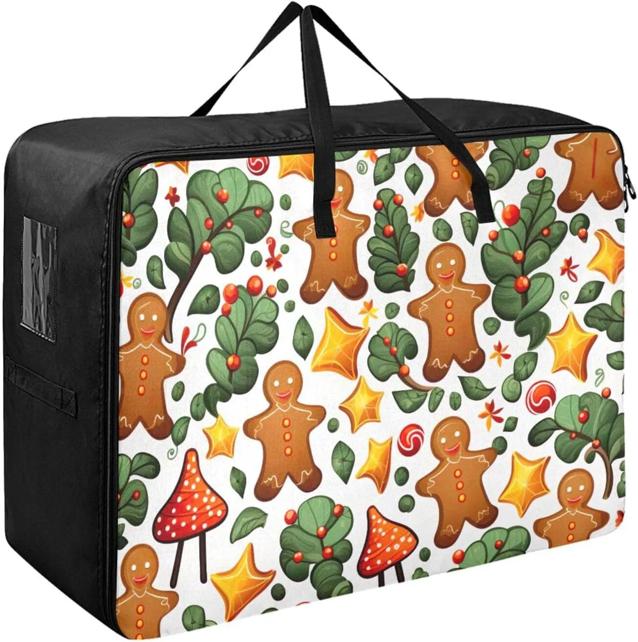 Gingerbread Tree Storage Bag Moving Supplies with Sturdy Handle and Durable Zipper, Zippered Storage Bag for Moving
