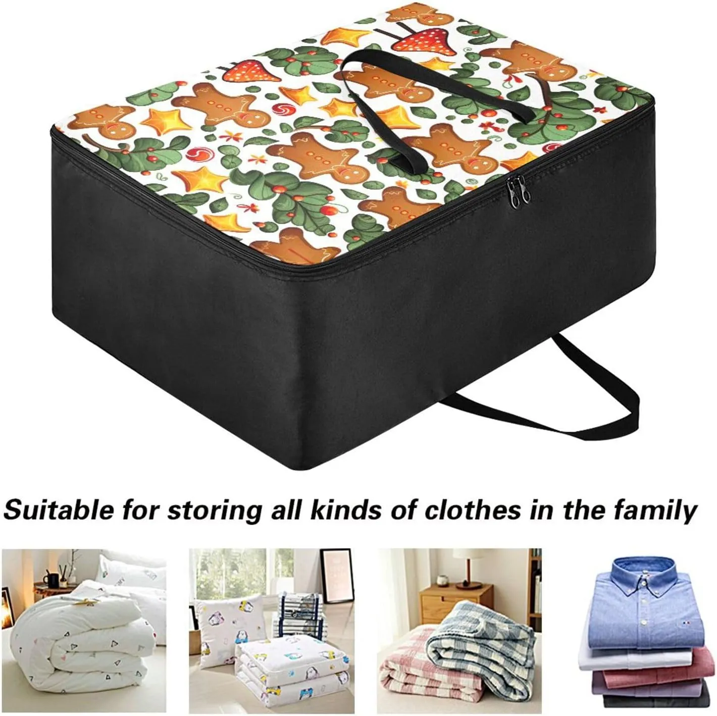 Gingerbread Tree Storage Bag Moving Supplies with Sturdy Handle and Durable Zipper, Zippered Storage Bag for Moving