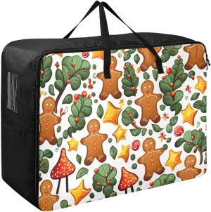Gingerbread Tree Storage Bag Moving Supplies with Sturdy Handle and Durable Zipper, Zippered Storage Bag for Moving