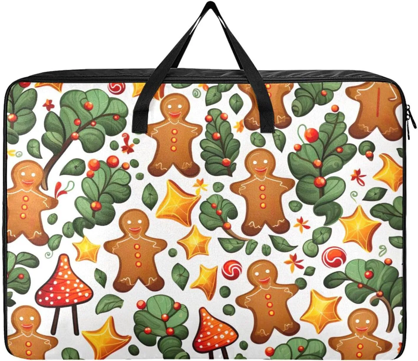 Gingerbread Tree Storage Bag Moving Supplies with Sturdy Handle and Durable Zipper, Zippered Storage Bag for Moving