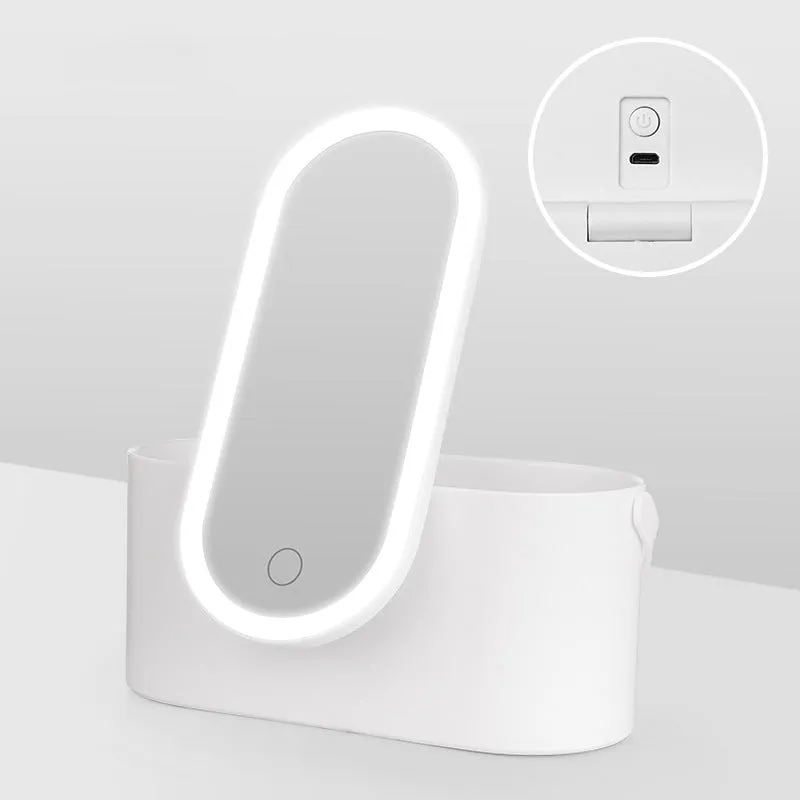 GlamBox™ - Portable LED Cosmetic Mirror with Storage