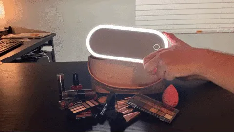 GlamBox™ - Portable LED Cosmetic Mirror with Storage