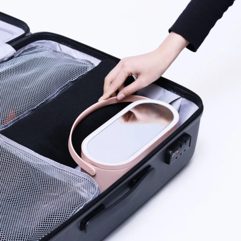 GlamBox™ - Portable LED Cosmetic Mirror with Storage