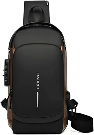 GLOOMALL Men's Crossbody Bag Chest Bags Anti Theft Sling Bag PU Leather Shoulder Bag with USB Charging Port
