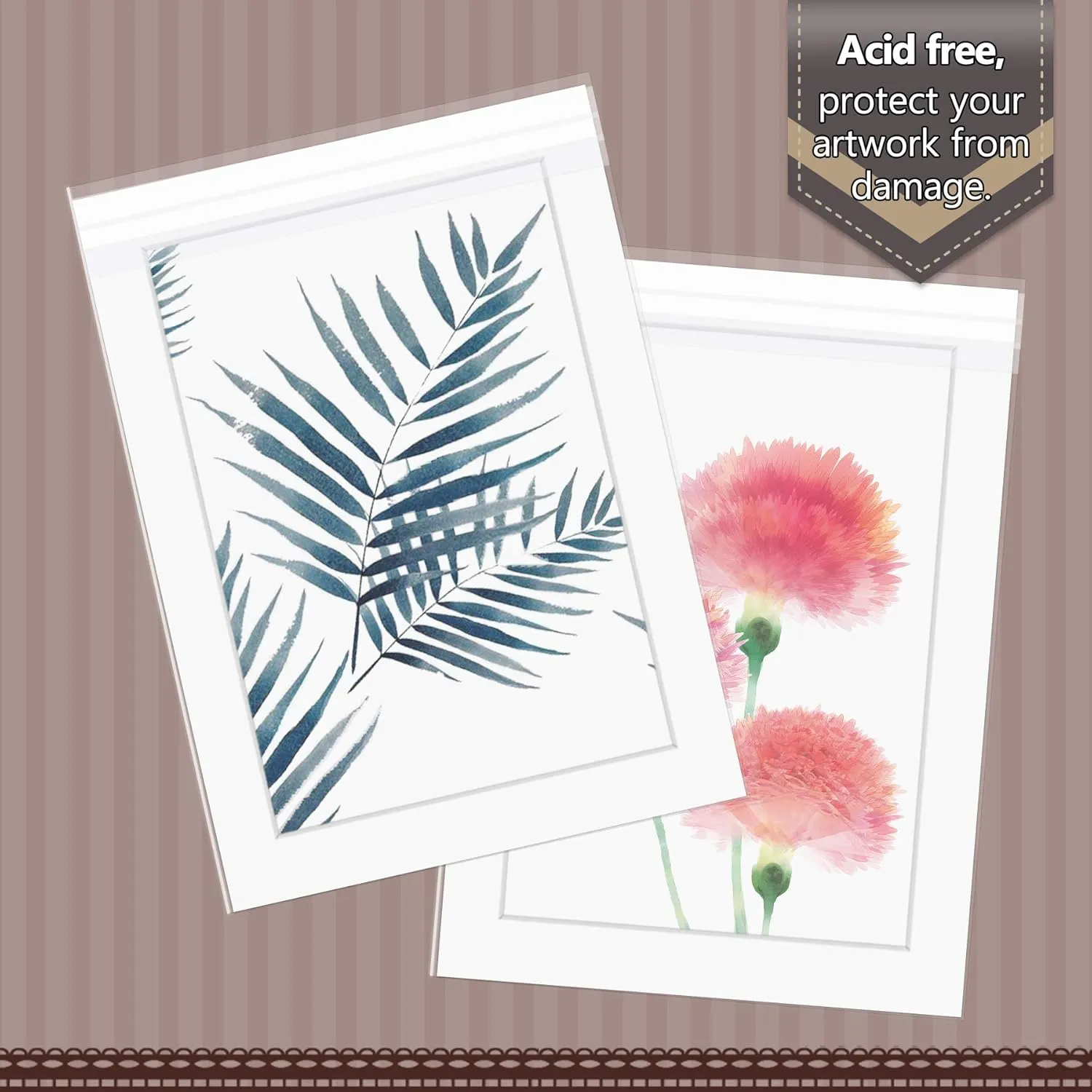 Golden State Art, Pack of 100, Acid-Free 5 1/4 X 7 1/8 inches Crystal Clear Sleeves Storage Bags for 5x7 Photo Framing Mats Mattes