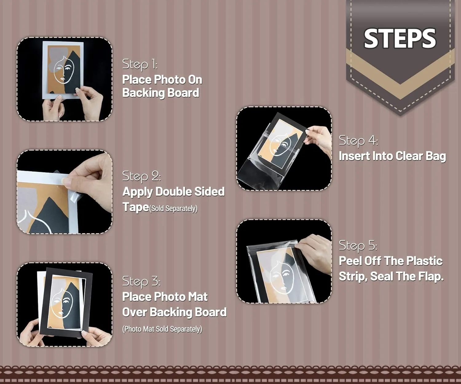 Golden State Art, Pack of 100, Acid-Free 5 1/4 X 7 1/8 inches Crystal Clear Sleeves Storage Bags for 5x7 Photo Framing Mats Mattes