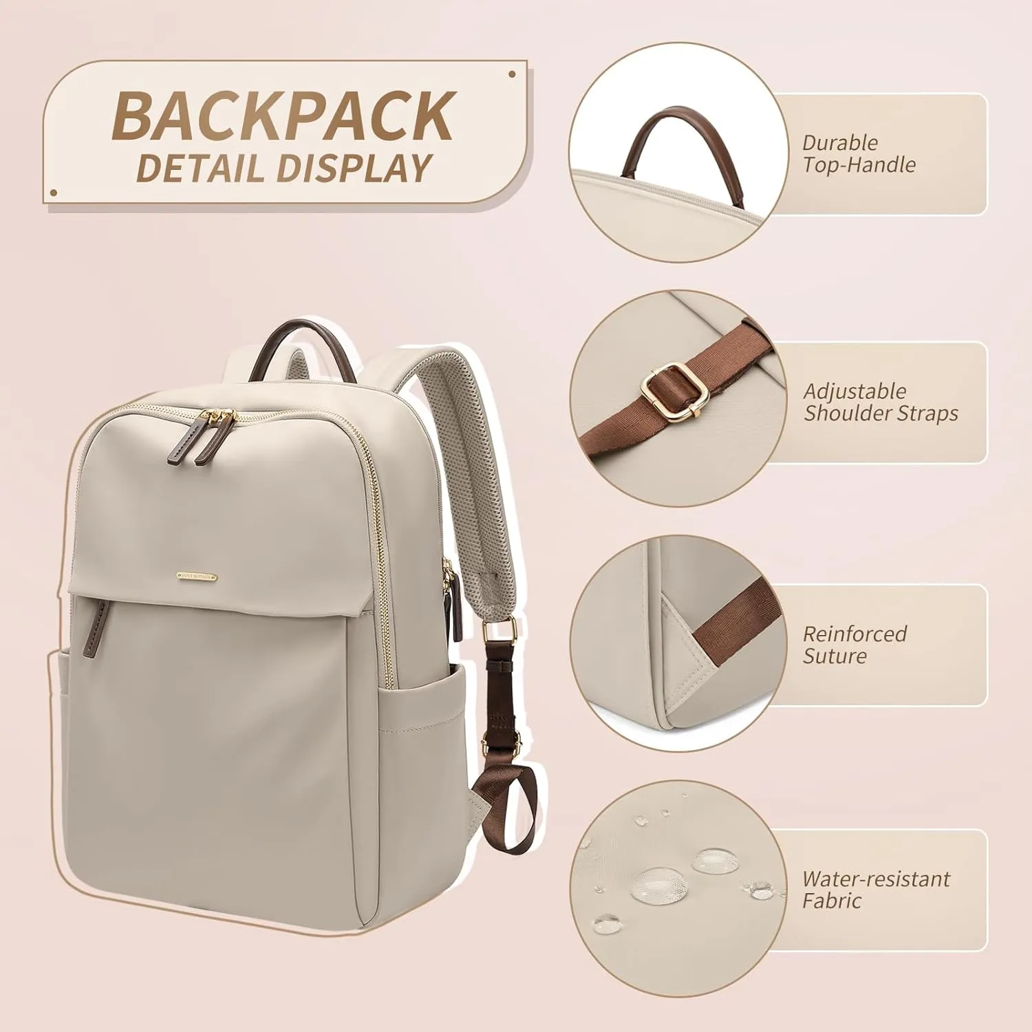 GOLF SUPAGS Women Laptop Backpack with Separate Laptop Compartment Fits 15.6 Inch Notebook Casual Daypack for Work Travel College Backpack Book Bags