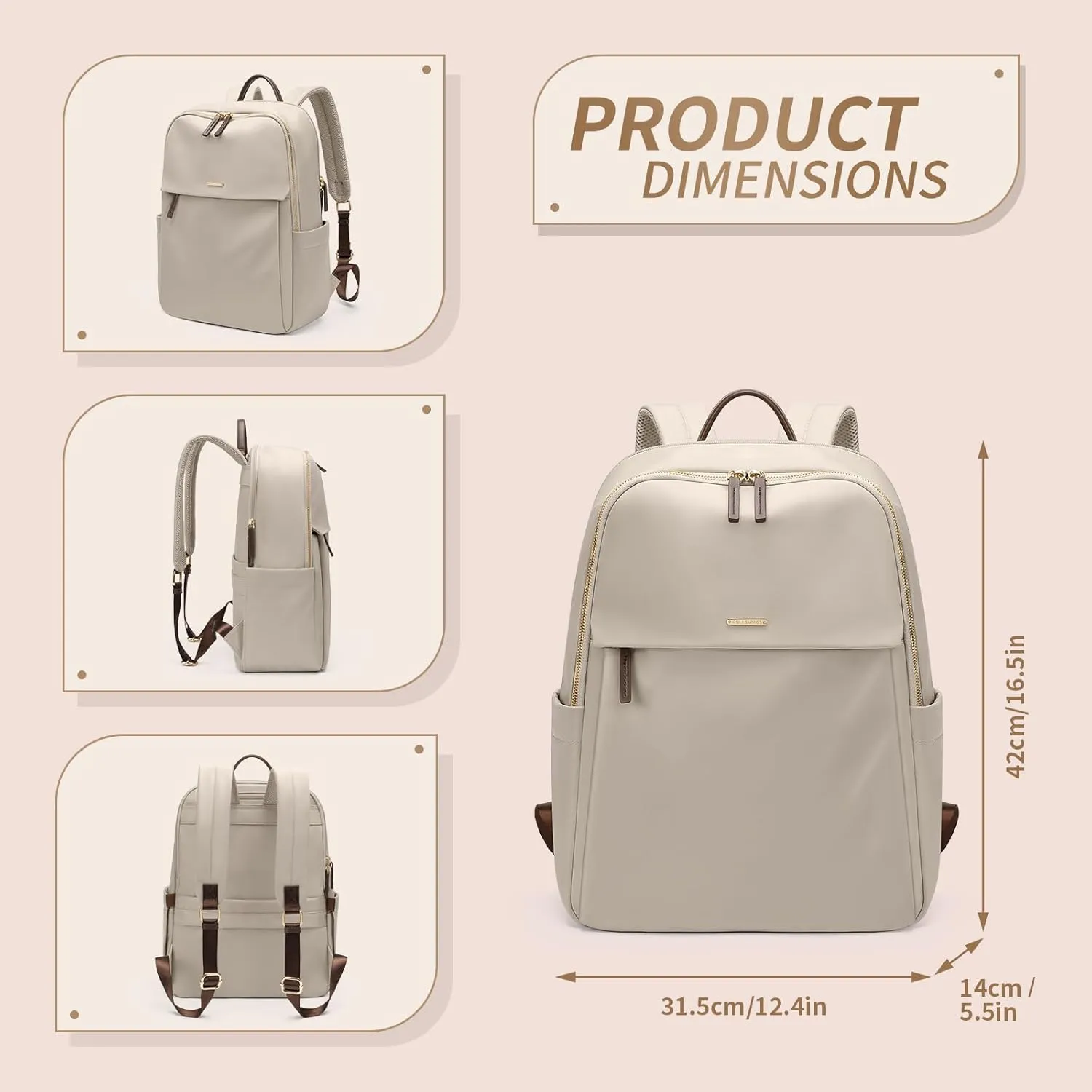 GOLF SUPAGS Women Laptop Backpack with Separate Laptop Compartment Fits 15.6 Inch Notebook Casual Daypack for Work Travel College Backpack Book Bags