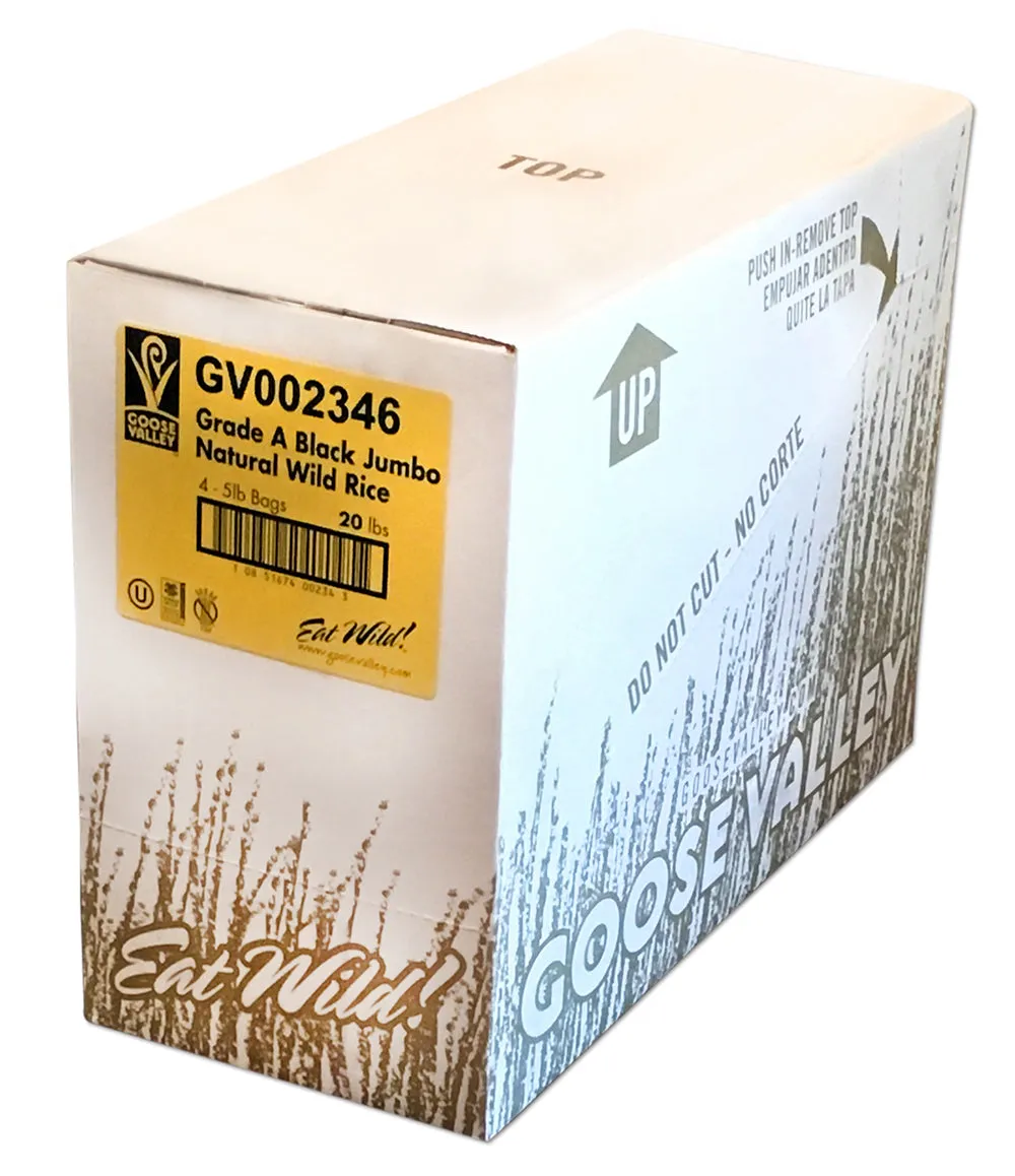 Goose Valley Natural Wild Rice - Grade A - Case - 4/5 Pound Bags