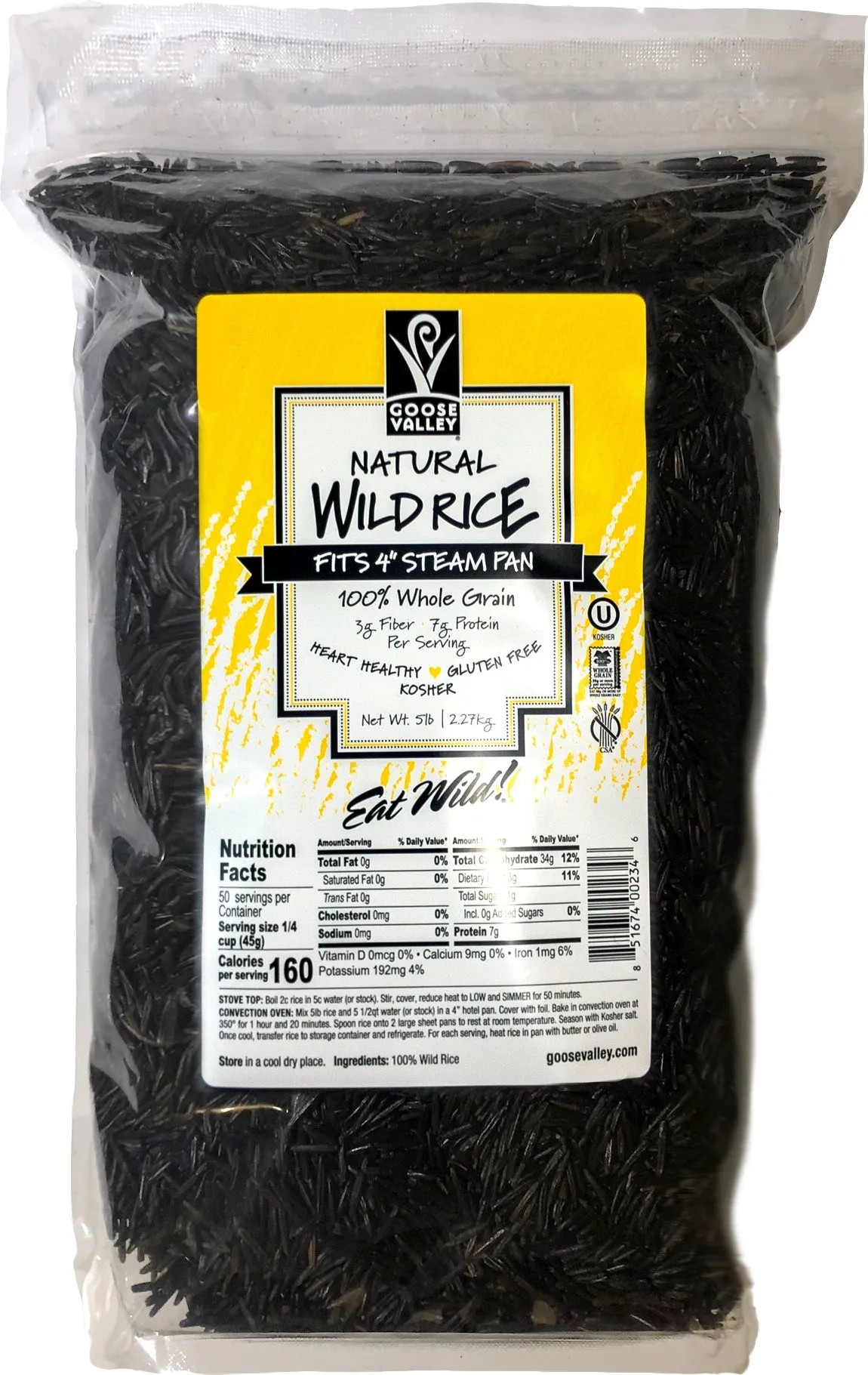 Goose Valley Natural Wild Rice - Grade A - Case - 4/5 Pound Bags