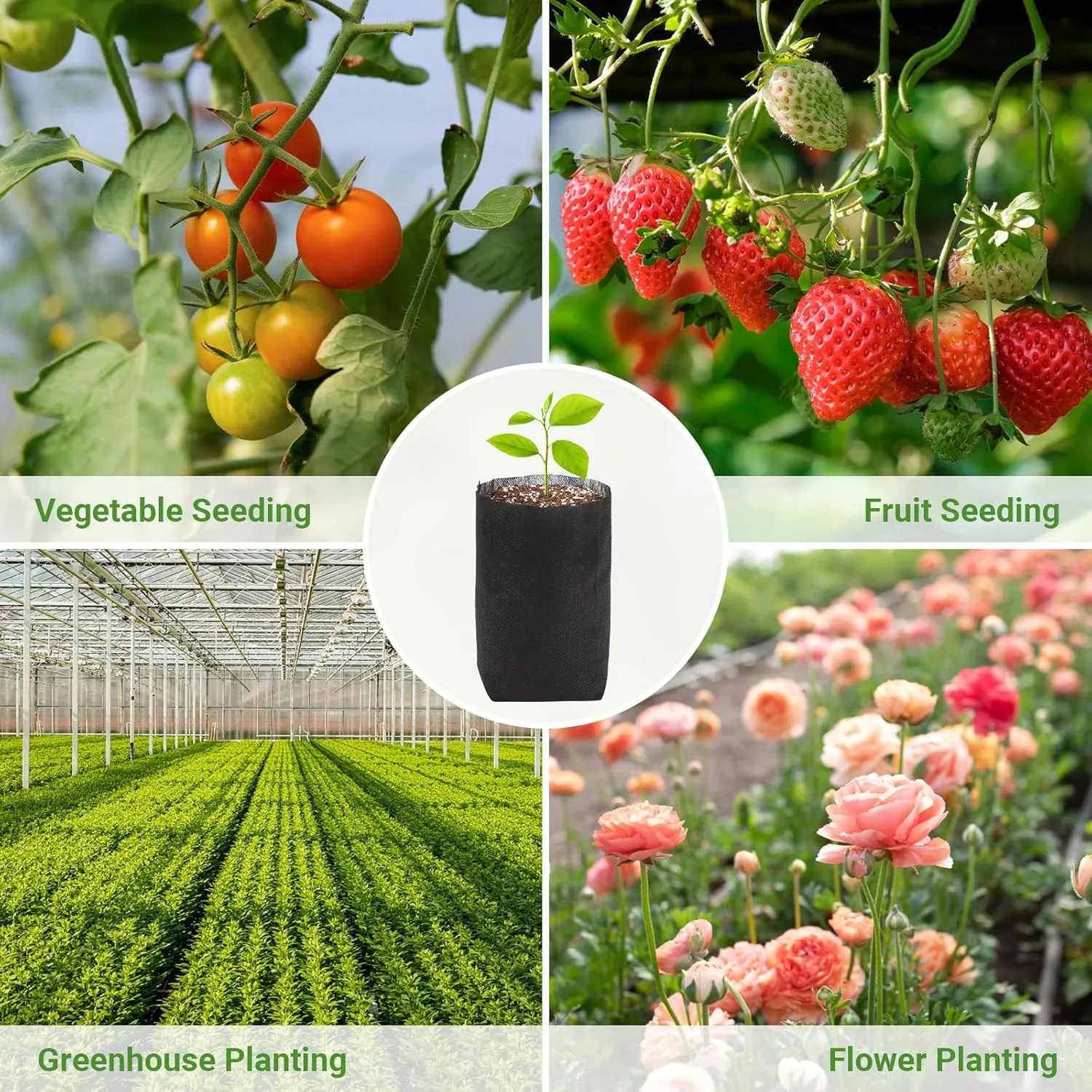GREANER Nursery Bags for Plants, 100 PCS 6.7x7.8 Inch Seedling Bags, Non-Woven Fabric Seedlings Grow Bag, Deep Nursery Grow Bags for Indoor Outdoor Home Garden Greenhouse Supplies