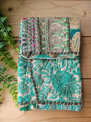 Green Bandhani Patchwork Mini Handbags