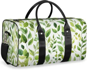 Green Cute Floral Travel Bag for Men Women, Gym Duffle Bags for Travel, Carry On Luggage Bag, Weekender Overnight Workout Bags