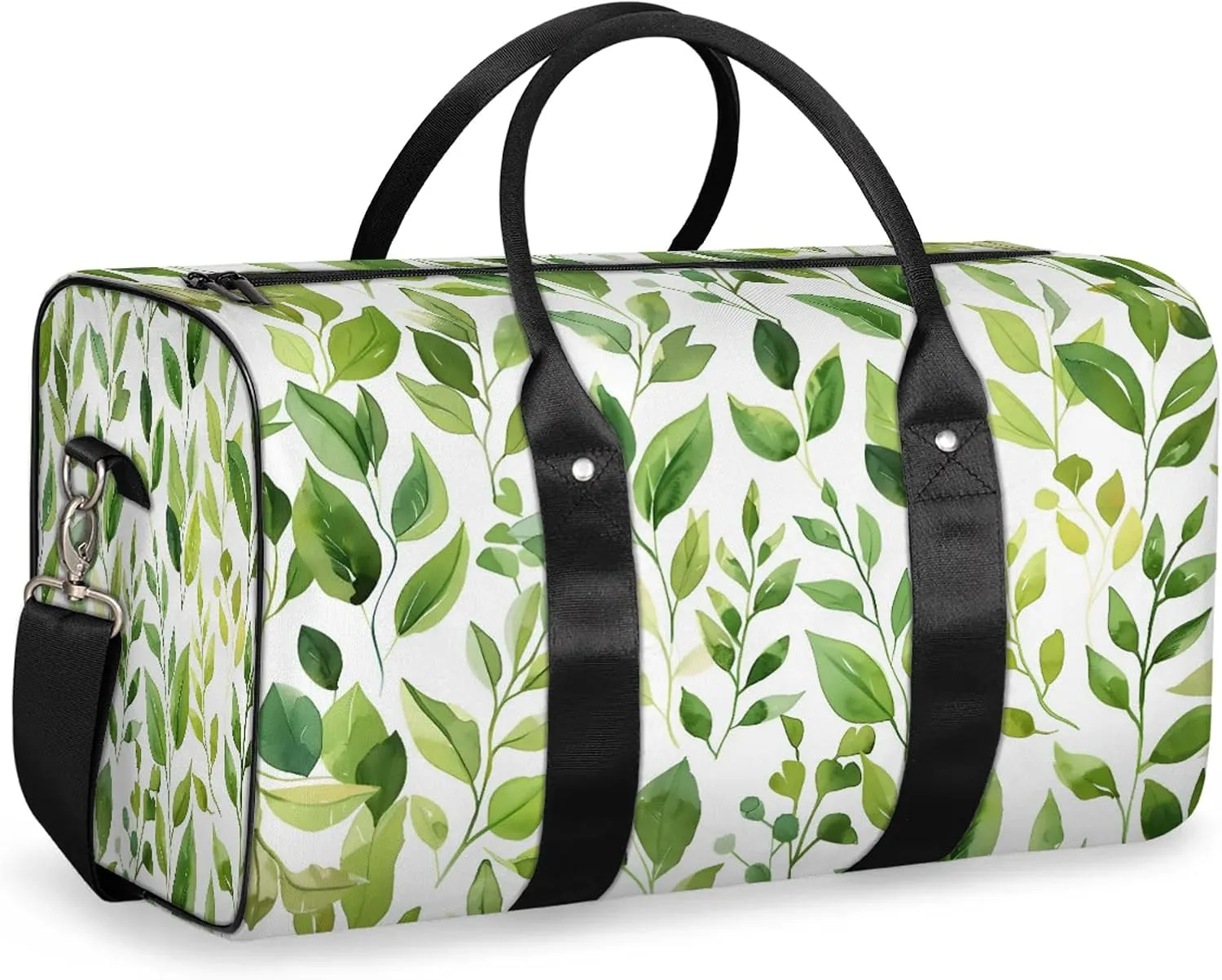 Green Cute Floral Travel Bag for Men Women, Gym Duffle Bags for Travel, Carry On Luggage Bag, Weekender Overnight Workout Bags