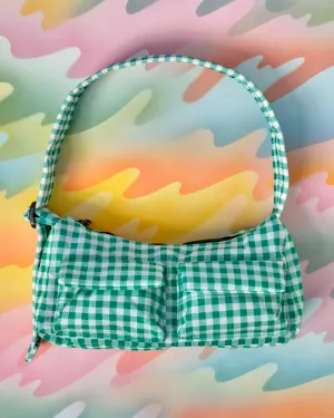 Green Gingham Cargo Shoulder Bag