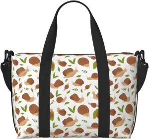 Green Leaf Brown Snails Travel Duffle Bag For Women Men Weekender Overnight Bag Gym Bag For Women, Carry On Airport Bag, Travel Tote Bag With Strap For Gym Travel Business Trips