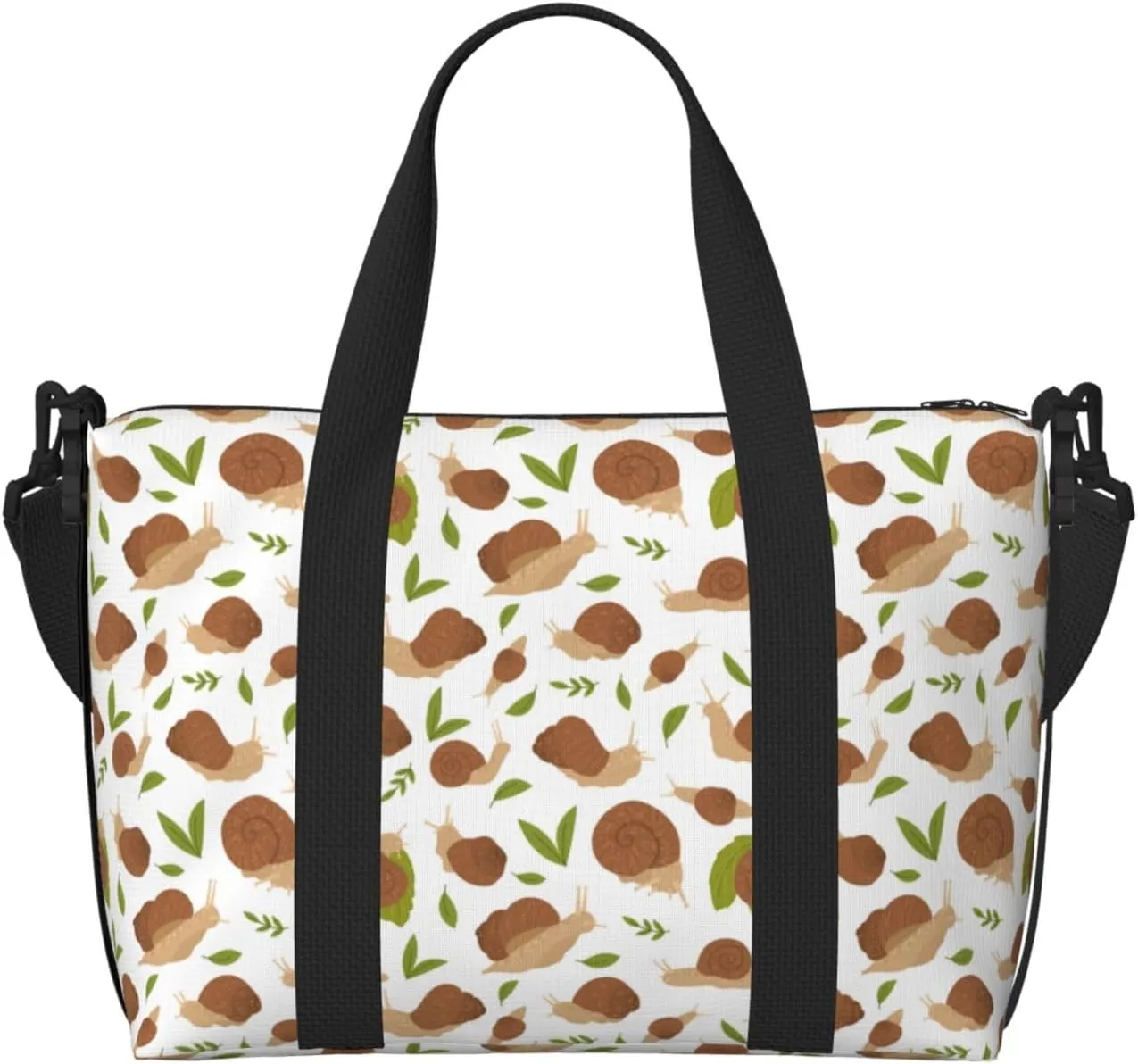 Green Leaf Brown Snails Travel Duffle Bag For Women Men Weekender Overnight Bag Gym Bag For Women, Carry On Airport Bag, Travel Tote Bag With Strap For Gym Travel Business Trips