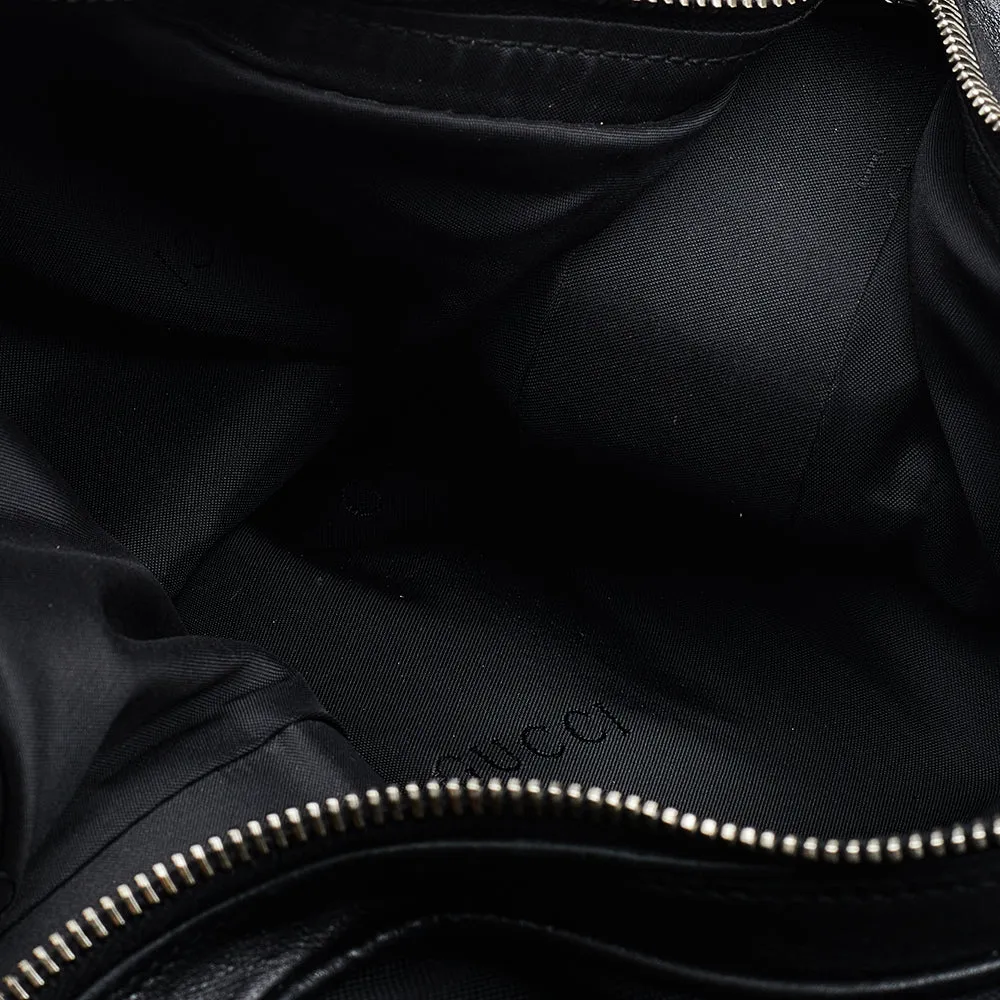 Gucci Black Leather And Fabric Vintage Hobo