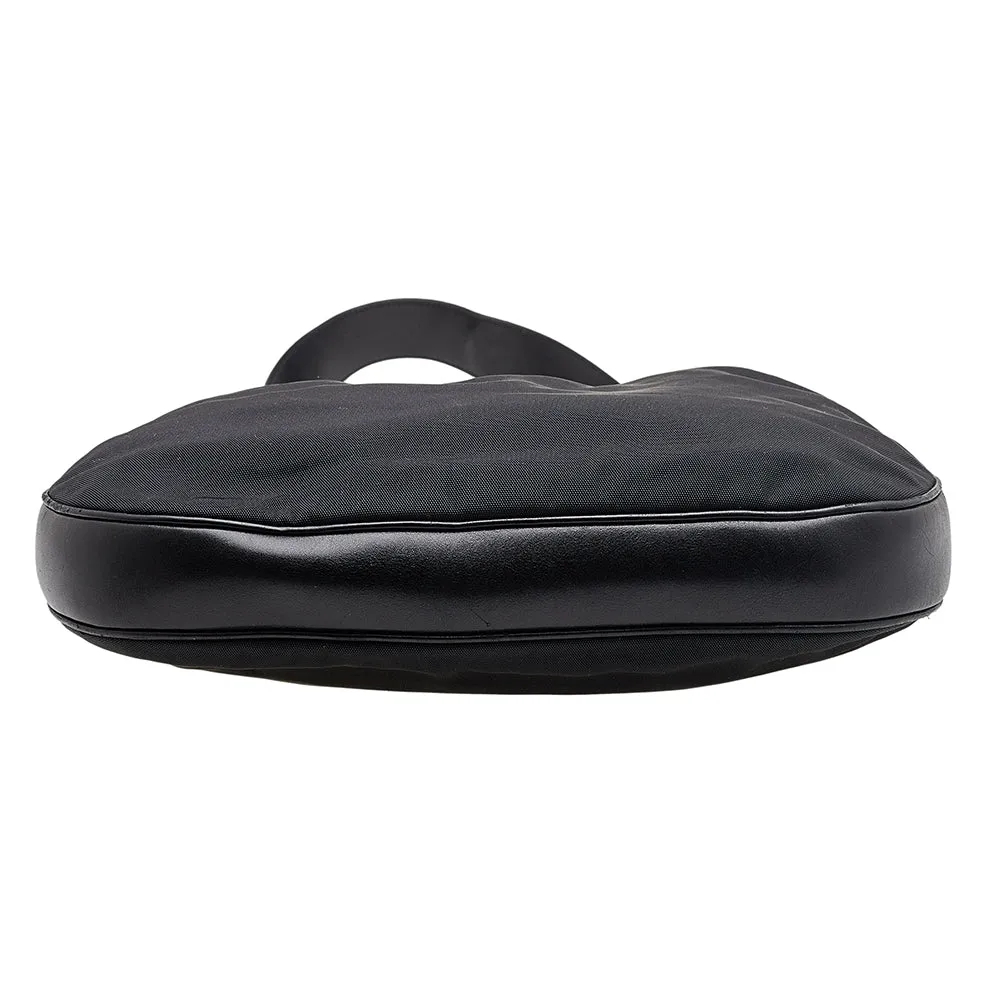 Gucci Black Leather And Fabric Vintage Hobo