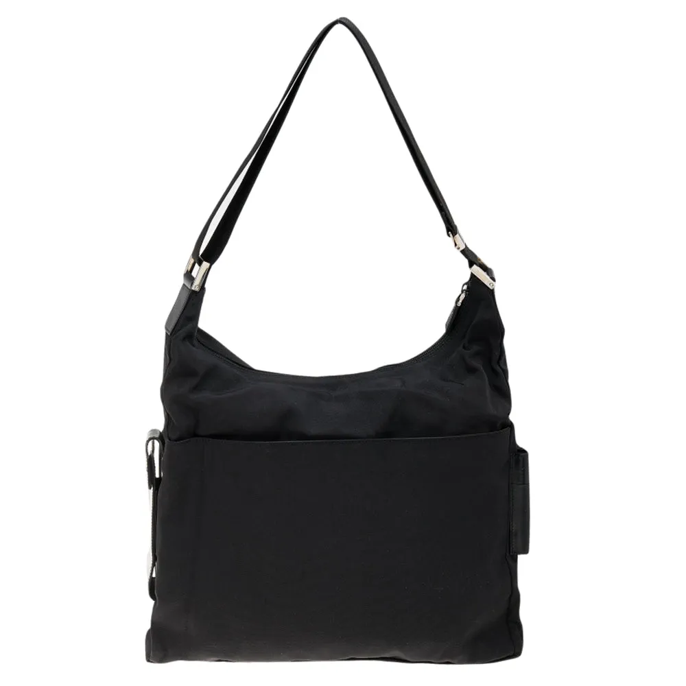 Gucci Black Nylon and Leather Hobo