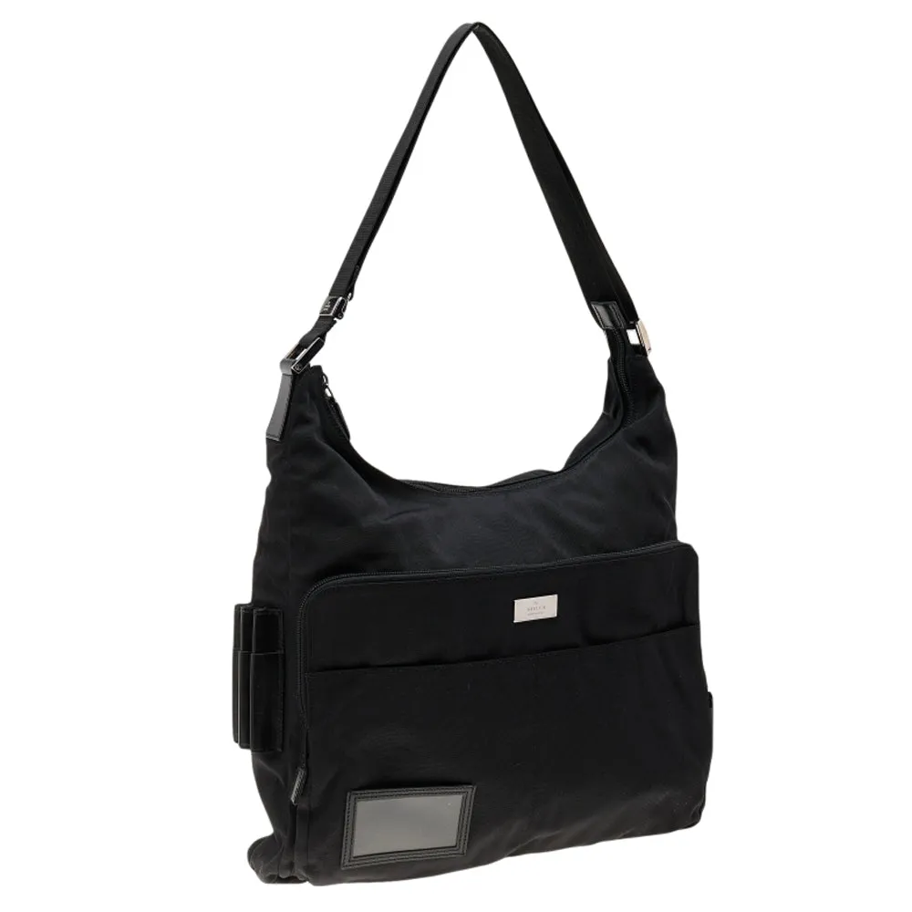 Gucci Black Nylon and Leather Hobo
