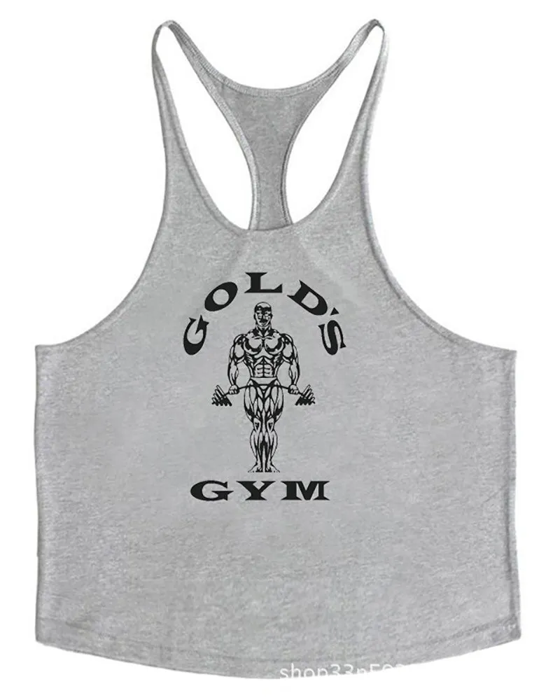 Gym Printed Vest Fitness Circular Hem Training Men's Sling Vest White Yellow Red Gray Blue M-2XL