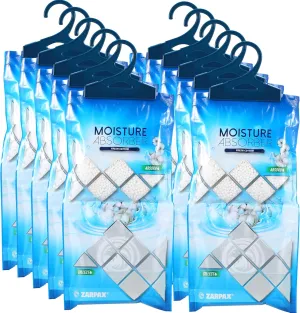 Hanging Moisture Absorber Fresh Cotton 10.6 oz/300g | Moisture Absorbing Bags for Bathroom, Closet, Kitchen & Vehicles | Removes Moisture, Humidity & Odors | Portable Dehumidifier | Set Of 20