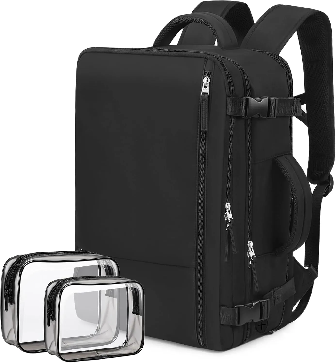 Hanples Travel Backpack for Women Men, Large Carry On Person Item Luggage Backpack, TSA Flight Approved 17.3 In Laptop Bag, Waterproof anti theft Casual Hiking Bag (Black)