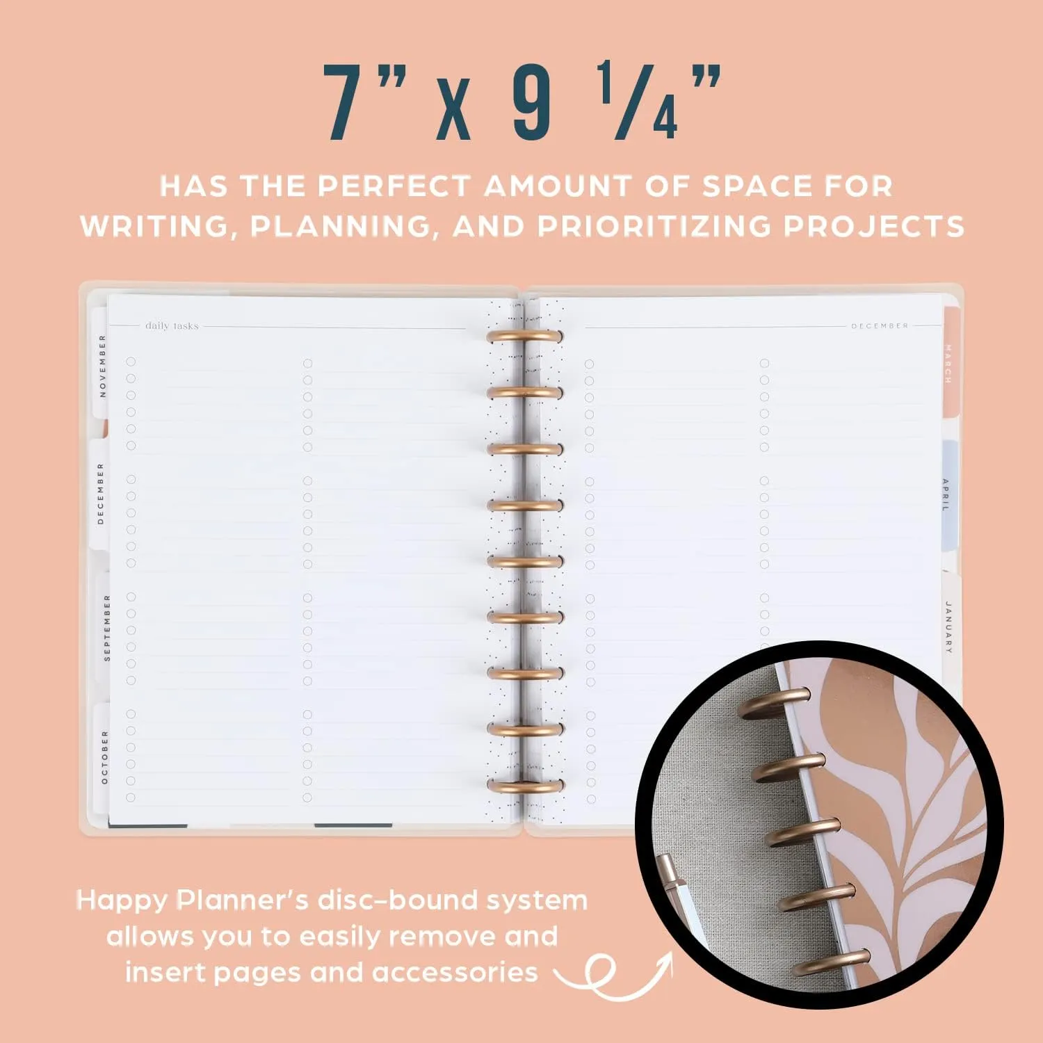 Happy Planner 2023 Daily Diary and Calendar, 18-Month Daily, Weekly, Monthly July 2023–Dec. 2024 Planner Diary, Monthly Layout, Playful Abstract Theme, Classic Size, 17.78 x 23.50 cm