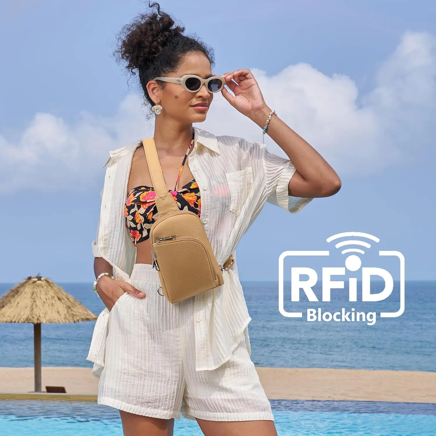 Haytijoe RFID Blocking Crossbody Bags for Women Travel Small Sling Bag Leather Cross Body Bag for Woman Fanny Packs Chest Bag