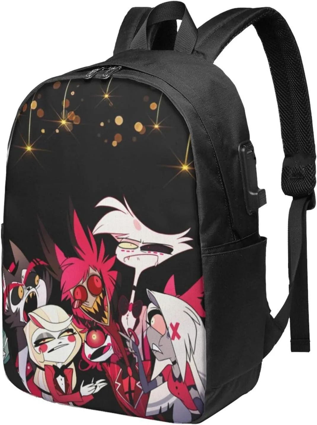 Hazbin Comedy Hotel Laptop Backpack Gym Bags Business Backpack Funny Travel Bags Unisex Adult Casual Daypack for Workout Computer Bag with Usb Charging Port