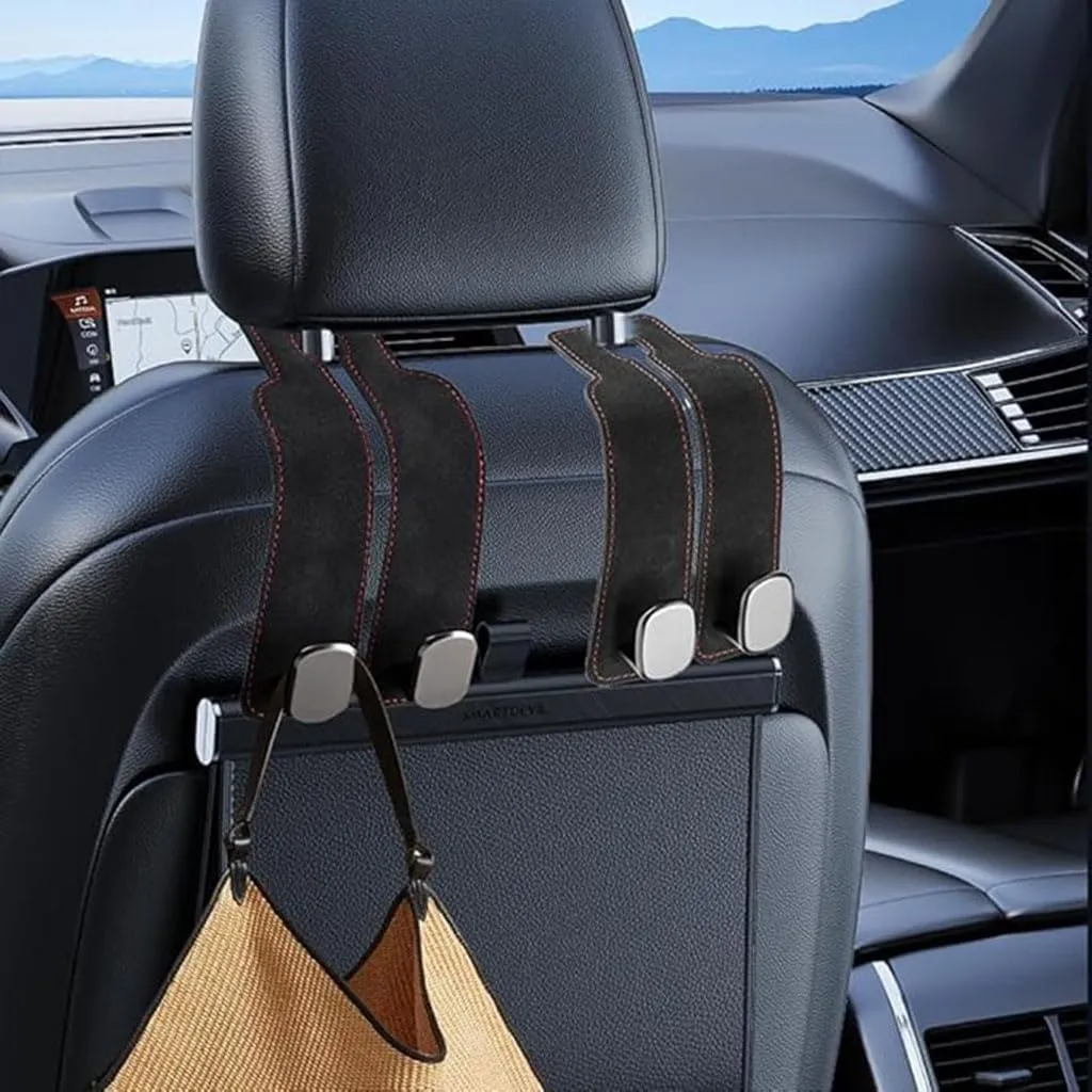 Headrest Hooks Car for Hyundai EON 2011-2019, Back Seat Headrest Hooks Leather Storage Organizer Interior Car Accessorie,2pcs Brown