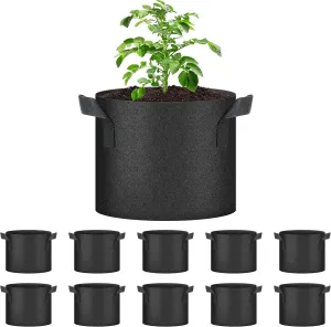 HealSmart Plant Grow Bags 5 Gallon, Tomoato Planter Pots 10-Pack with Handles, Aeration Nonwoven Fabric, Heavy Duty Gardening Planter for Vegetable, Herbs and Flowers, Black