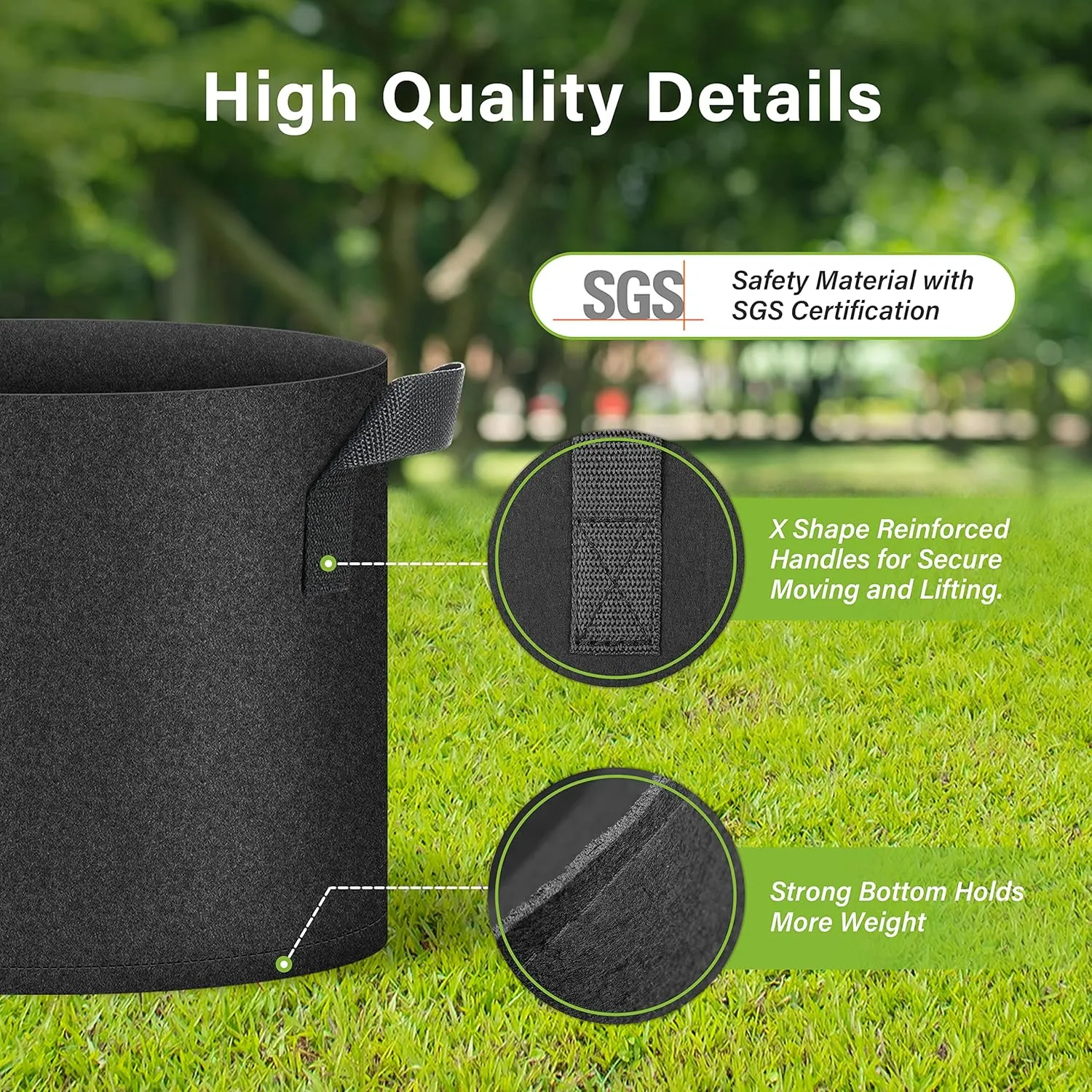 HealSmart Plant Grow Bags 5 Gallon, Tomoato Planter Pots 10-Pack with Handles, Aeration Nonwoven Fabric, Heavy Duty Gardening Planter for Vegetable, Herbs and Flowers, Black