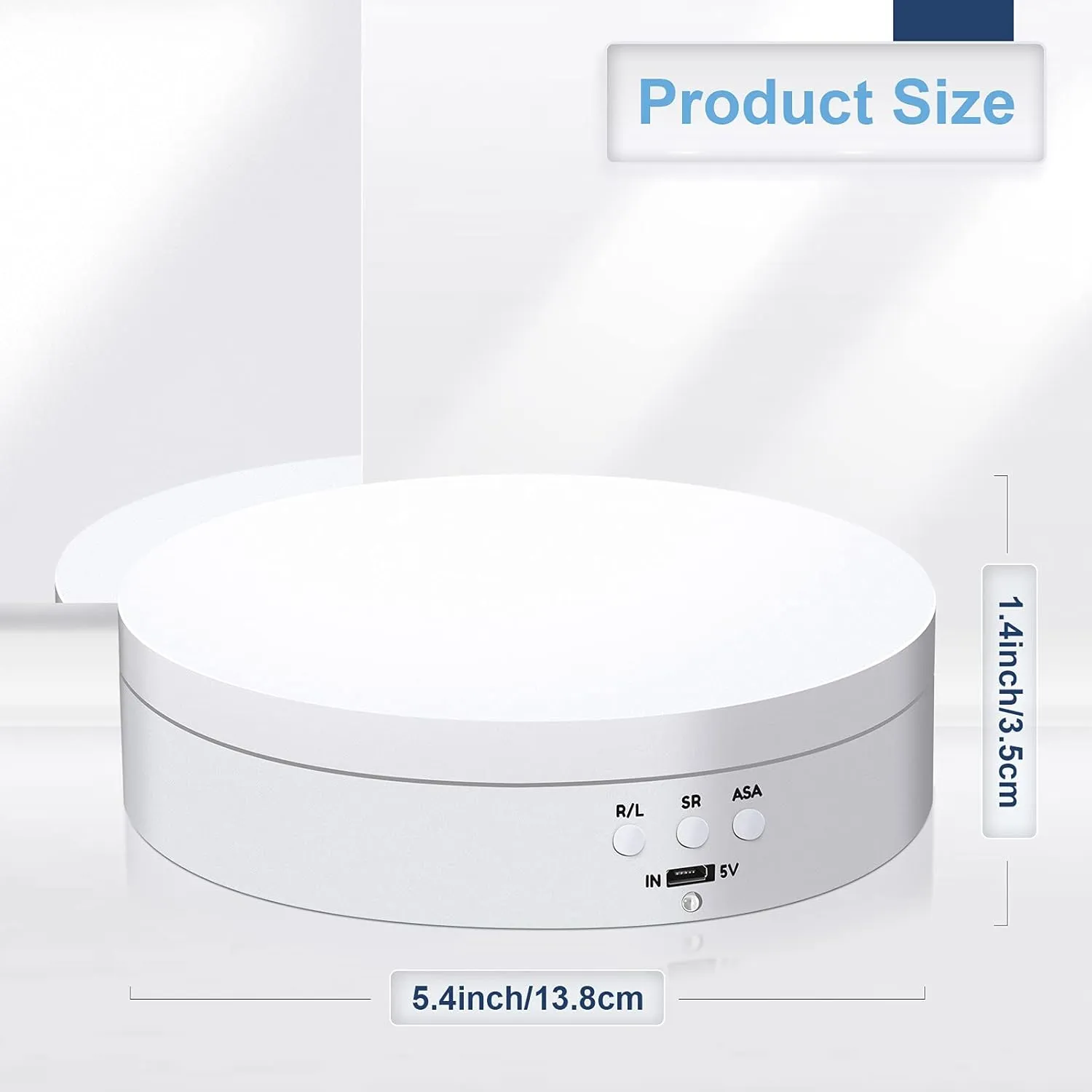 Hicarer Rotating Display Stand 5.4" /6.6 Lbs Load Motorized Spinning Platform Rotating Base 360 Cup Turner Electric Turntable Stand for Photography Products and Shows(White)