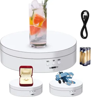 Hicarer Rotating Display Stand 5.4" /6.6 Lbs Load Motorized Spinning Platform Rotating Base 360 Cup Turner Electric Turntable Stand for Photography Products and Shows(White)