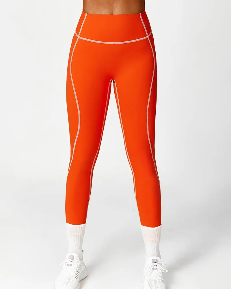 High Waist Colorblock Slim Line Hollow Out Sports Bra Shorts Pants S-L