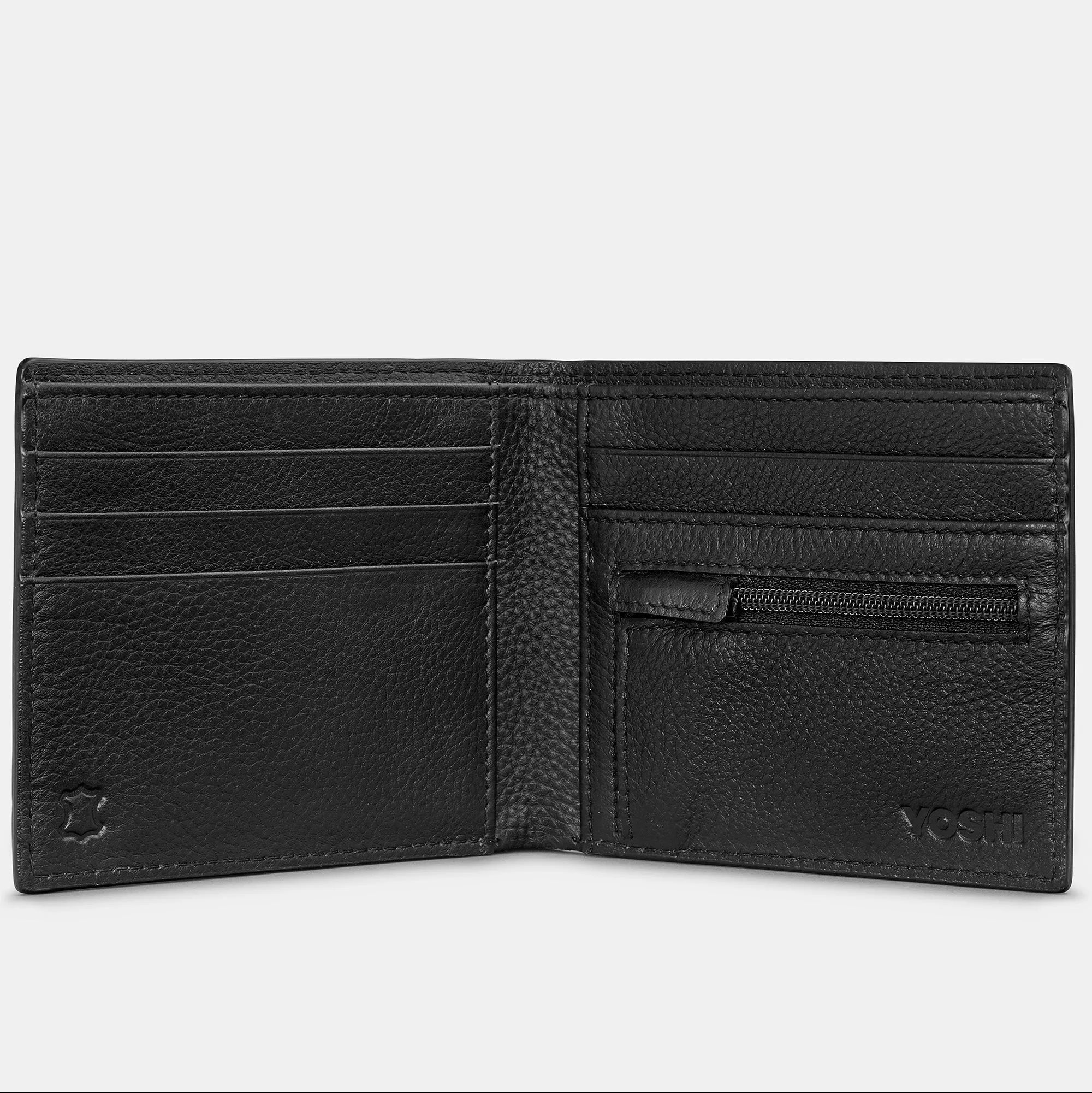 Highland Cow Black Leather Wallet