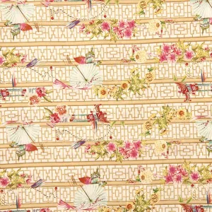 Homespun Oriental Fabric, Bamboo Wall- Width 112cm
