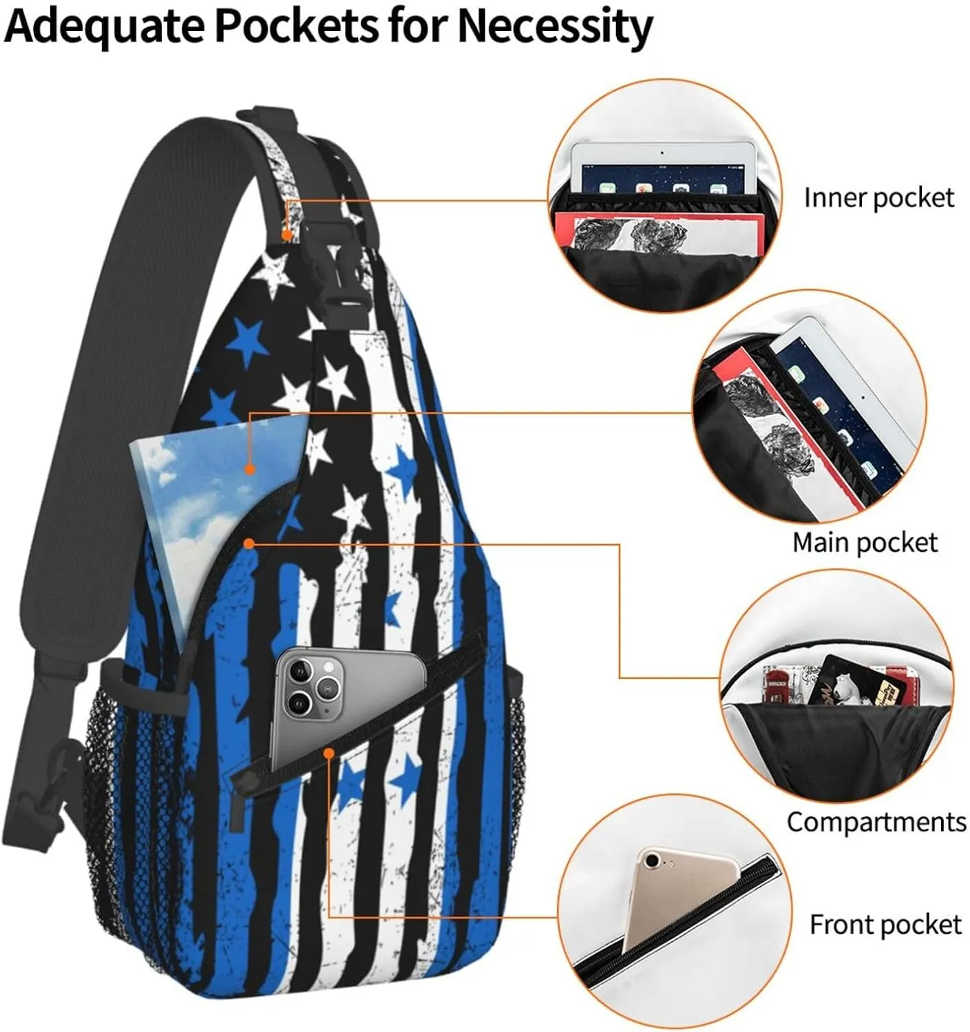 Honduran American Pride Flag Honduras Roots Crossbody Bag Cross Chest Bag Adjustable Sling Backpack Sports Gym Shoulder Bags Travel Cycling Daypack Diagonally Casual Rucksack